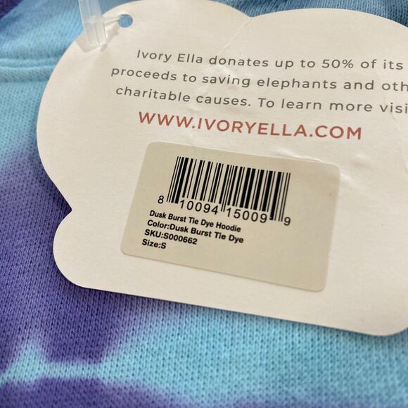 Ivory Ella Dusk Burst Tie Dye Sweatshirt Hoodie Womens Small S Purple Blue NWT - Picture 6 of 16
